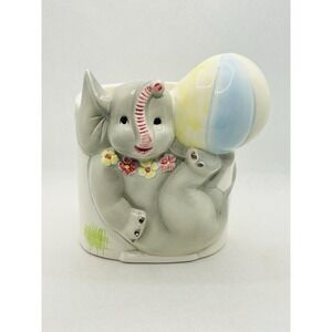 Vintage Elephant Planter Ceramic 1950's Rare Baby Gift Nursery Decor
